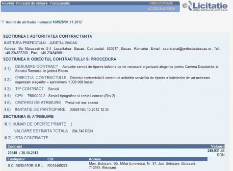 BULETINE VOT, licitatie - adjudecare