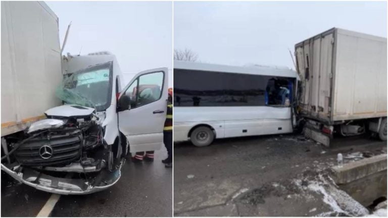 aciident cleja tir bus