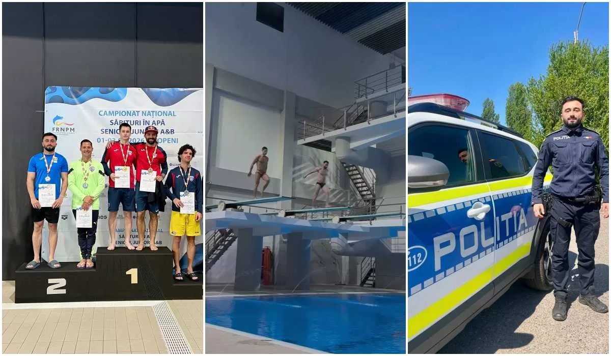 Polițist din Buhuși, pe podium la Campionatul Național de Sărituri în Apă. Agentul Cosmin Hongu a câștigat 3 medalii de argint la Otopeni