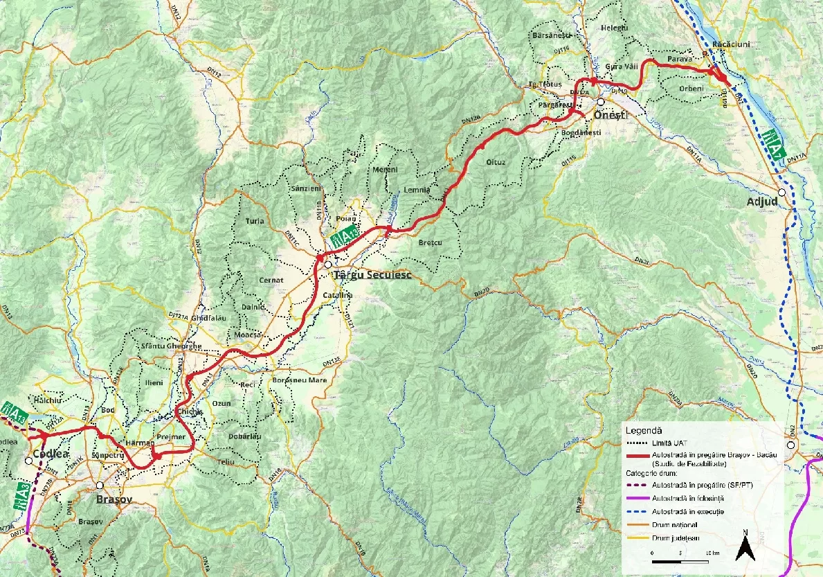 a13 bacau brasov traseu