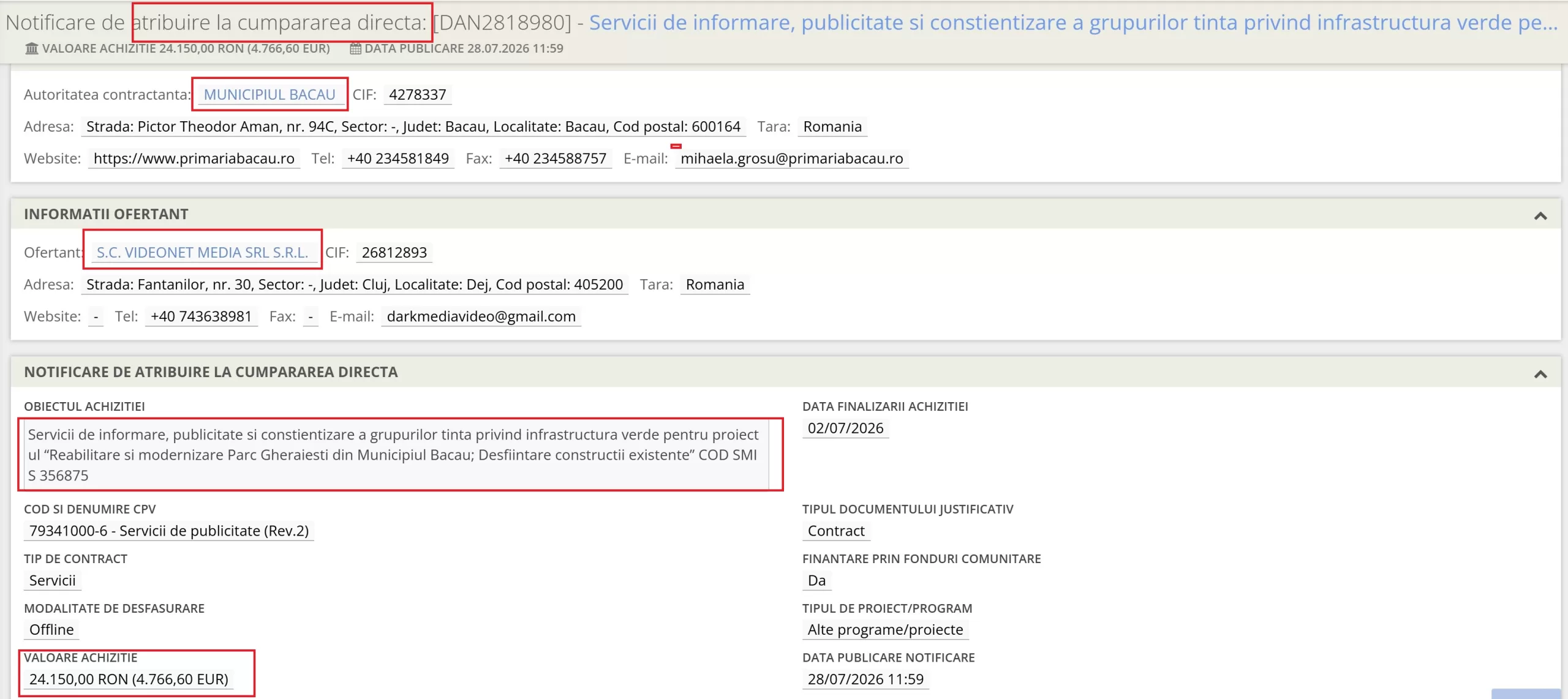 contract videonet