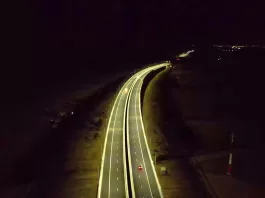 Imagini spectaculoase de noapte de pe A7: Viaductul Cleja, în prima seară după deschiderea autostrăzii Bacău–Adjud viaduct cleja